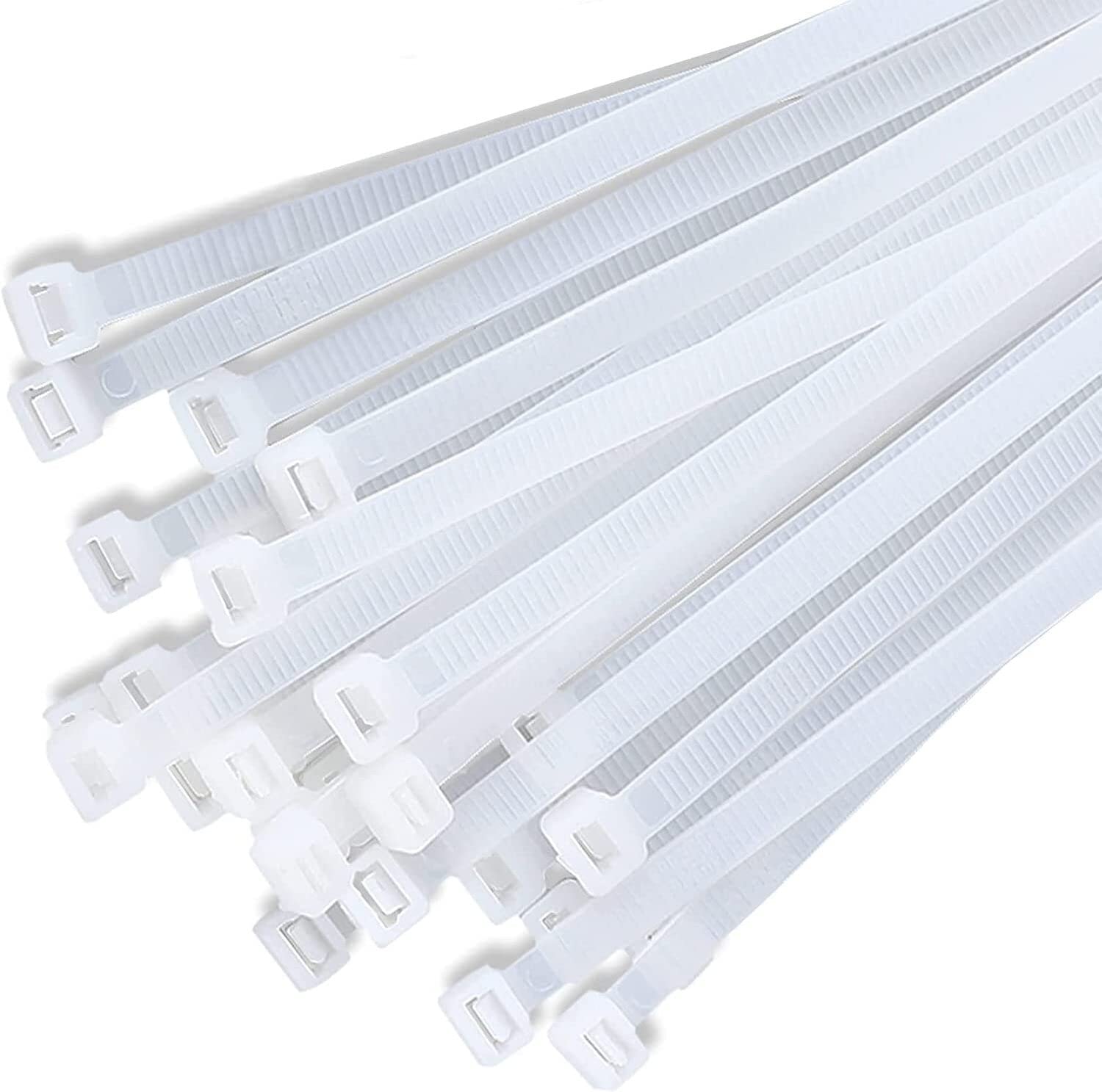 Fixson Multi-Purpose Self-Locking Cable Ties Nylon Zip Wire Tie-Wraps (100 Piece) 16-Inch Color Natural (110-LB Strength)