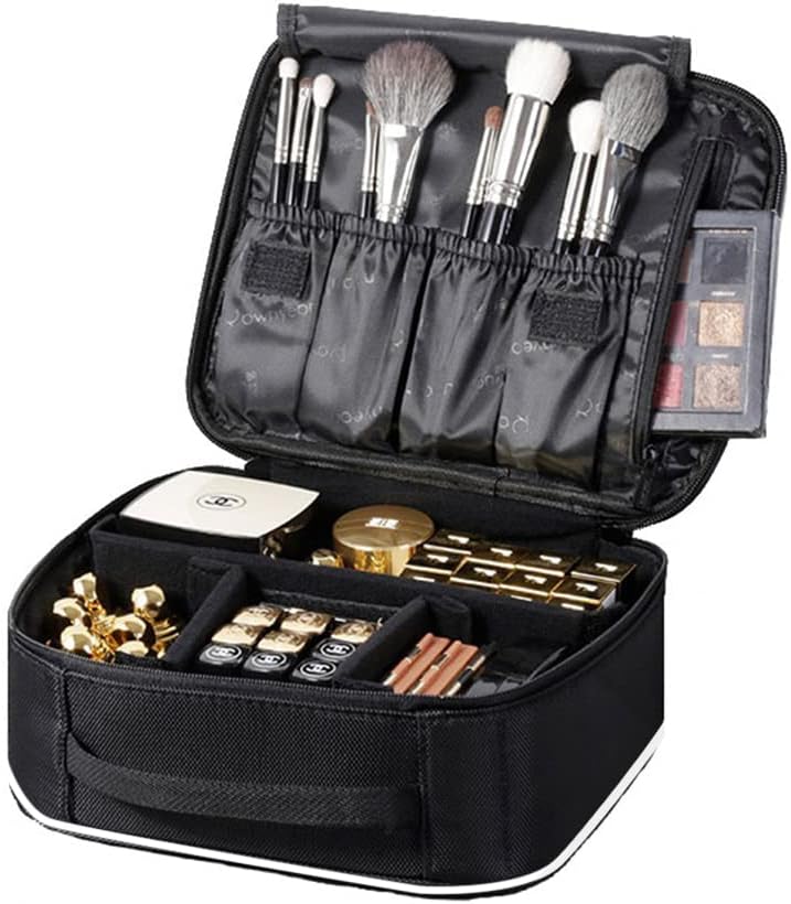 ROWNYEON Makeup Bag Make Up Bag Makeup Case Portable Travel Makeup Bag Organiser Bag Makeup Artist Bag Multifunction Bag Gift for Girls Women WhiteEdge