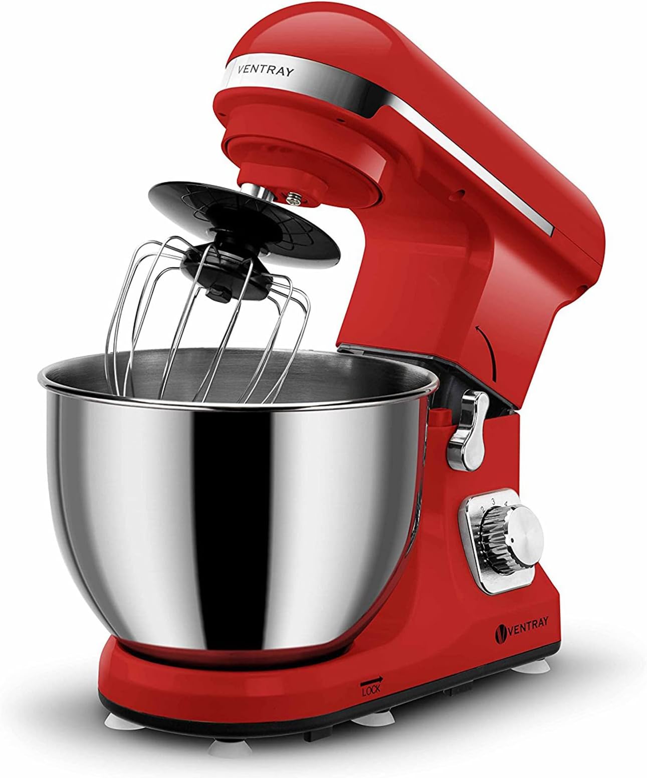 VENTRAY Stand Mixer Tilt-Head Food Mixer 4.5-Qt 500W 6 Speed Electric Kitchen Mixer with Stainless Steel Bowl, Dough Hook, Whisk, Mixing Beater and Pouring Shield