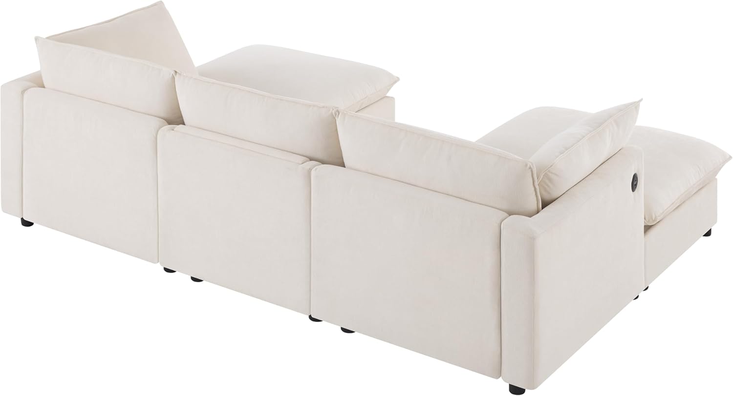 98" U-Shaped 5 Seat Sectional Cloud Sofa, Chenille Upholstered Modular Sofa Deep Seat with Storage Ottomans, Modern Modular Convertible Corner Couches for Living Room