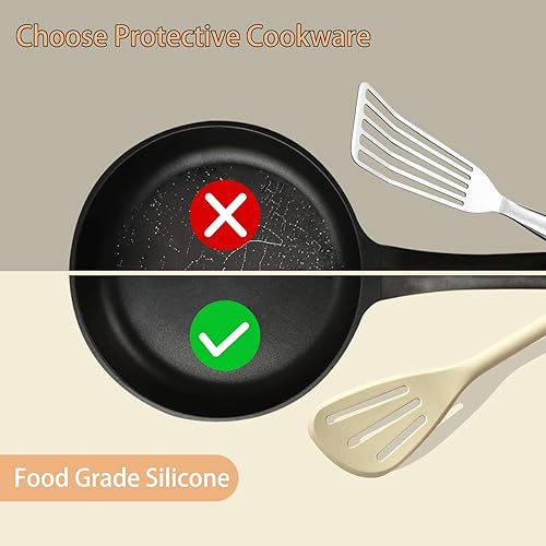 Miniatura 6 de Juego de 5 espátulas de silicona con espátulas magnéticas resistentes al calor para utensilios de cocina antiadherentes, cucharas de cocina, pinzas