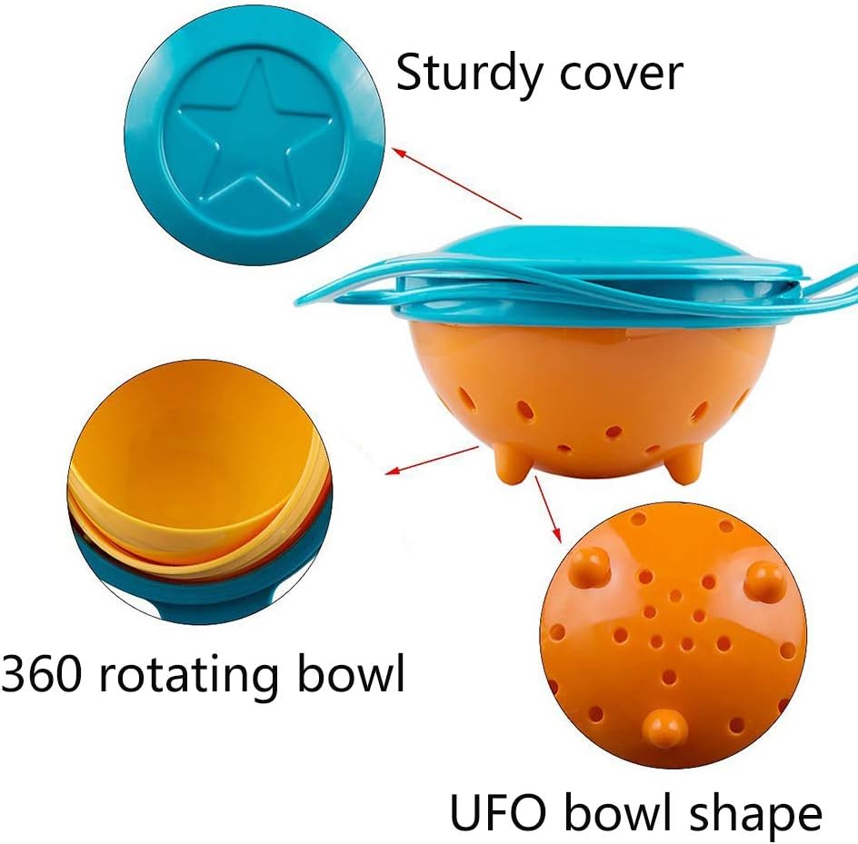 Bol Enfant Anti Renversement Wents Bol Rotatif Anti Renversement A 360 En Forme De Ufo Pour La Formation D Utilisation Du Bol Du Bebe Evite Les Plats 2pcs Amazon Fr Bebe Et Puericulture