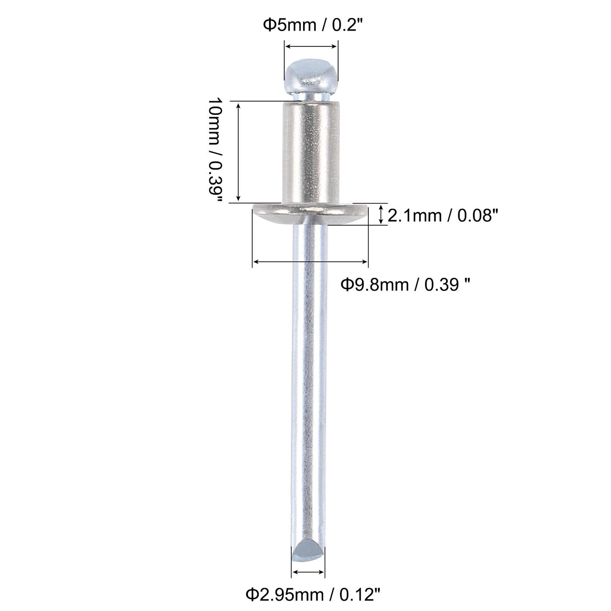 TA-VIGOR 25pcs 5mm x 10mm Blind Rivets, 304 Stainless Steel Pop Rivets with Flat Head - Image 2