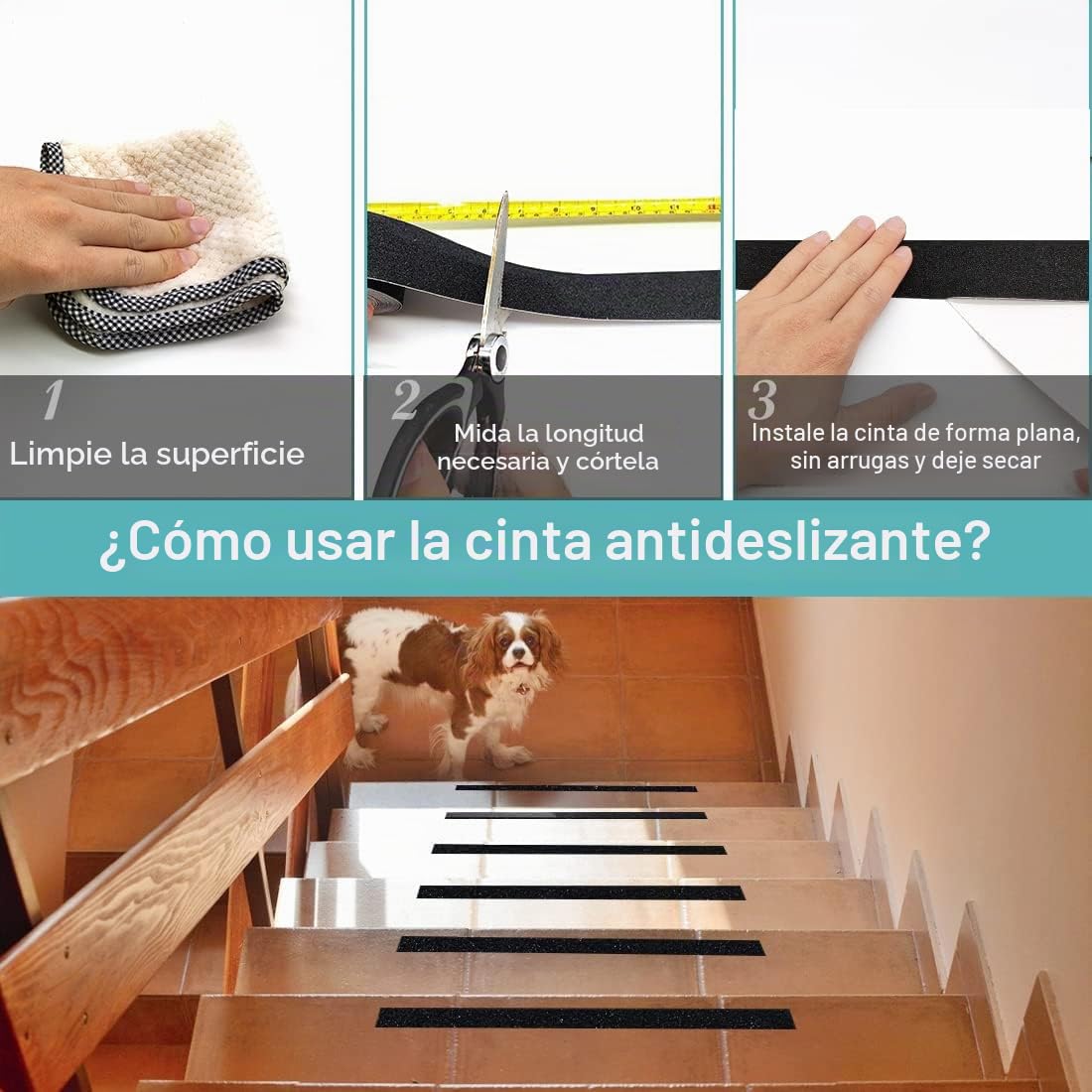 Antideslizante Cinta Adhesiva Negra 2.5cm*20m Cinta de Seguridad Alta Tracción Fuerte Apretón Abrasivo, Tiras Antideslizante para Escalones, Rampas y Suelos Interiores y Exteriores