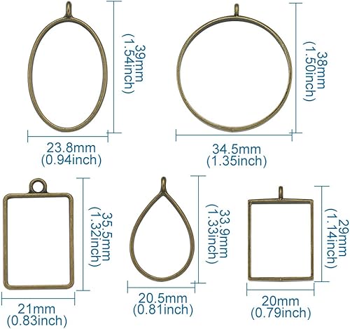 Vista 144 de Dijes de bisel de espalda abierta de estilo surtido, colgantes de marco hueco de metal, dijes de flores prensadas para hacer joyas de resina UV DIY