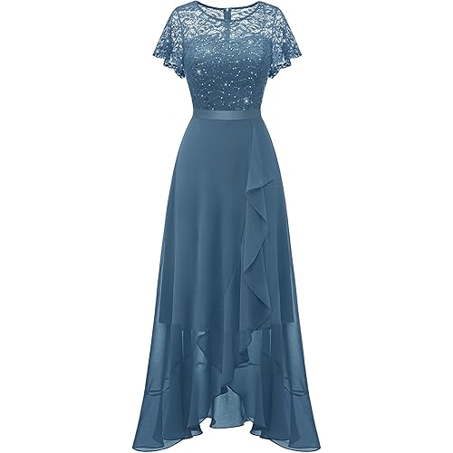 BeryLove Formal Dresses for Women 2026 Wedding Guest with Slit Cocktail Elegant Lace Long Prom Dress