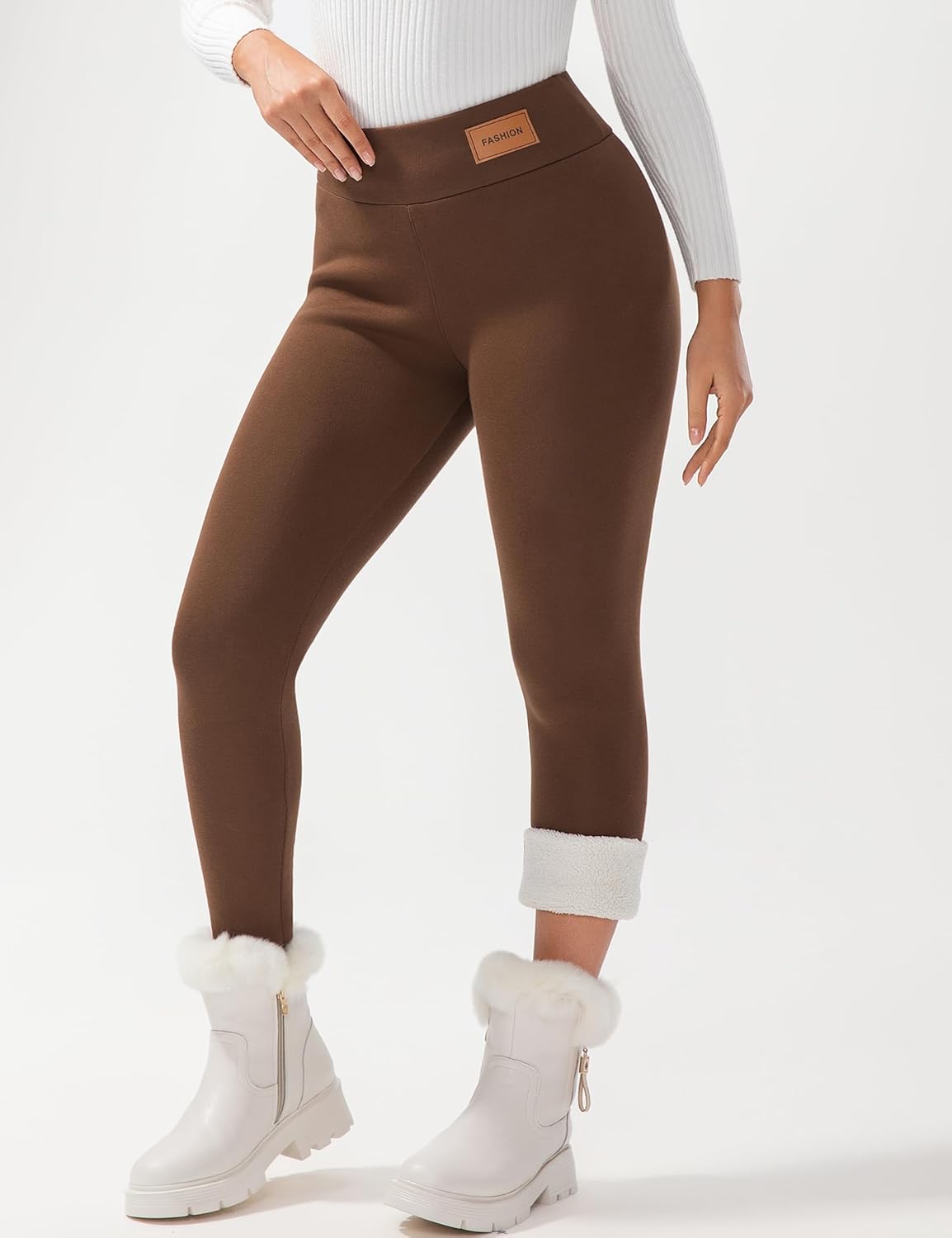 JK SUE JONES Women Winter Warm Thick Leggings Fleece Lined Stretchy Soft Thermal Sherpa Pants High Waist Tights - Image 2