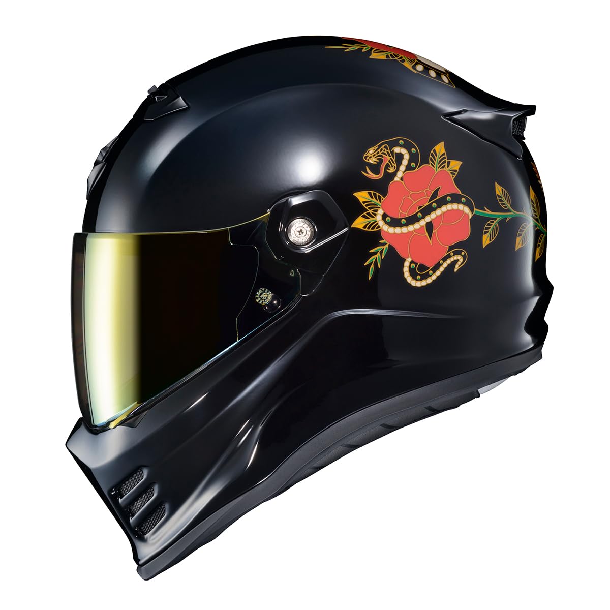 ScorpionEXO Covert FX Full Face Adult Motorcycle Helmet Street Fighter Style - Bluetooth Ready Speaker Pockets DOT ECE The Litas (Gloss Black SM)