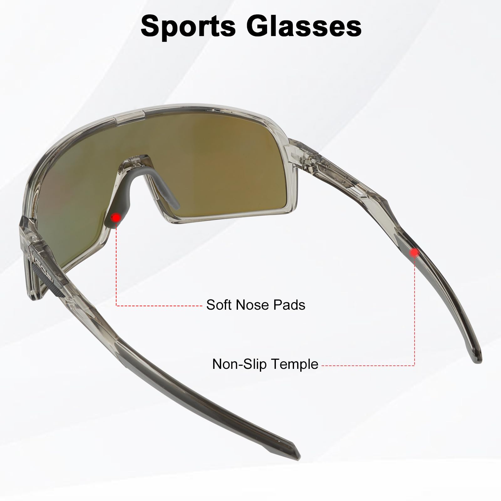Polarisierte Fahrradbrille, Sportsonnenbrille mit 3 Wechselgläsern, beschlagfreie Brille mit TR90-Vollrandrahmen für Damen und Herren zum Wandern, Angeln, Baseball und Golfen