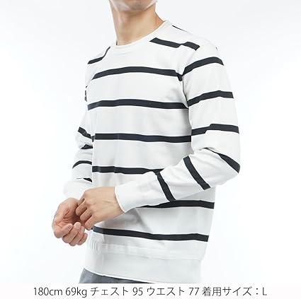 6341【美品】ブリーフィング　クルーネックニット　ボーダー　長袖　XL 6341【美品】ブリーフィング クルーネックニット ボーダー 長袖
