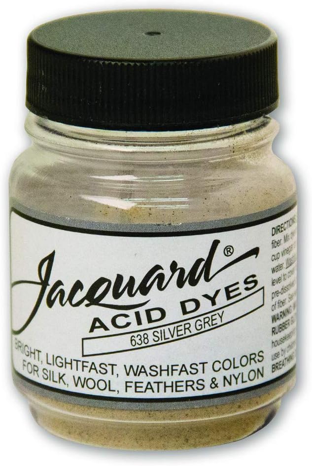 Jacquard Acid Dye for Wool, Silk and Other Protein Fibers, 1/2 Ounce Jar, Concentrated Powder, Silver Gray 638