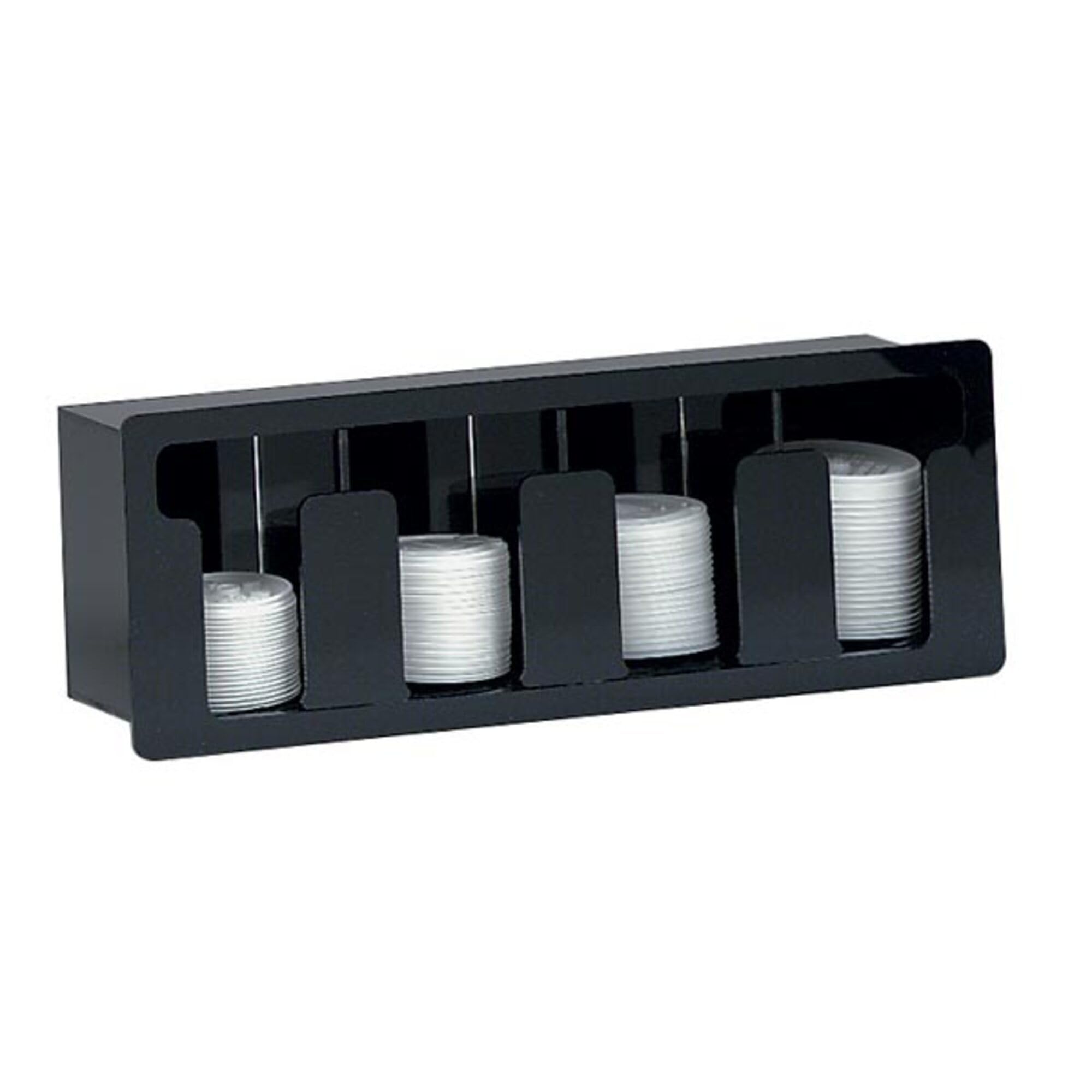 Four Section Built-in Lid Organizer Horizontal by DISPENSE-RITE – Acrylic, Black, Model FML-4