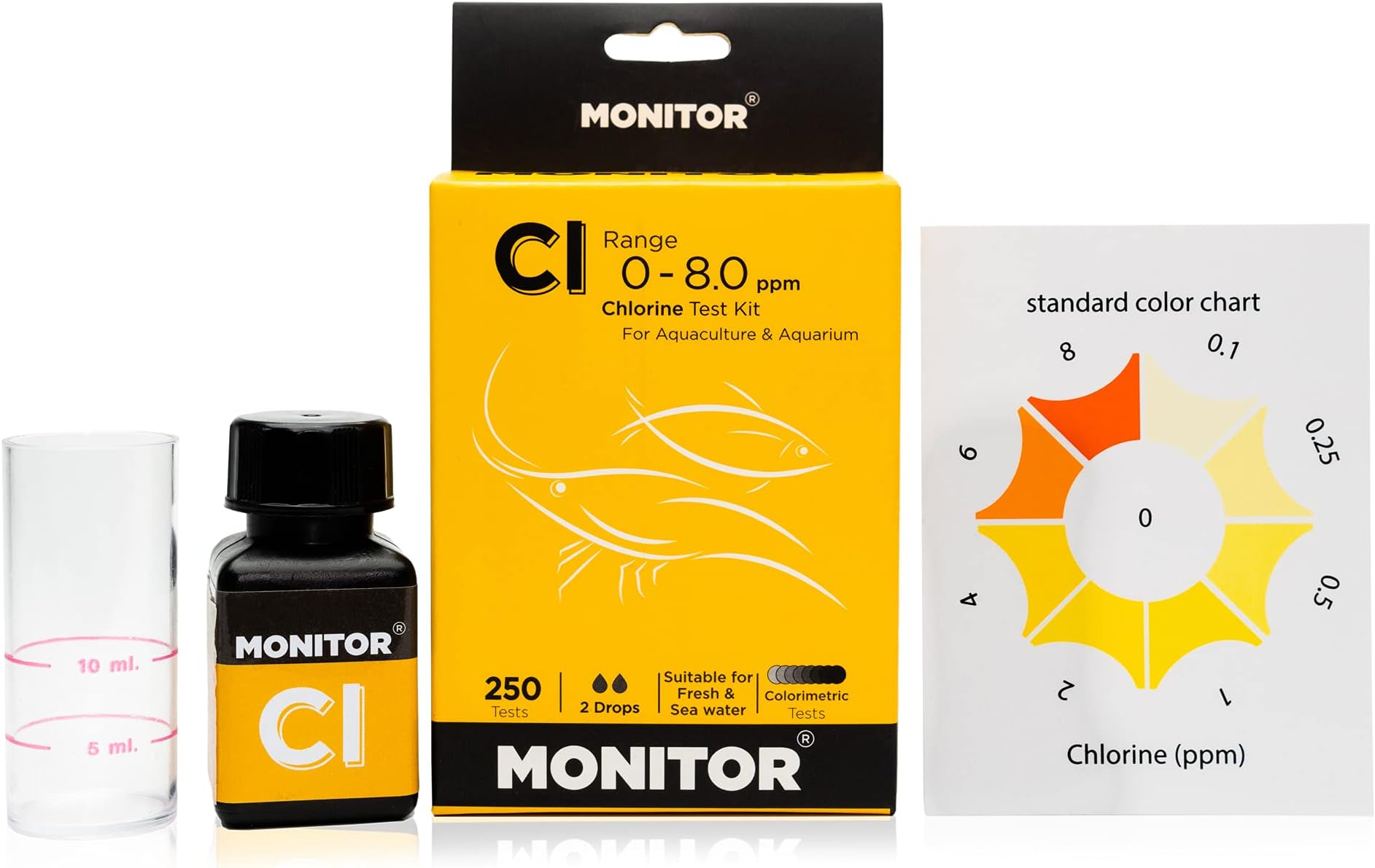 Monitor DISSOLVED Oxygen, Chlorine, Calcium/Magnesium Low Salinity (Salinity 0-5 PPT) Test KIT_Combo Set
