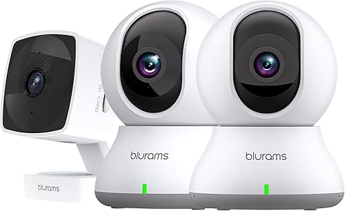 Miniatura 1 de blurams Juego de cámara para interiores, cámara de seguridad 2K para seguridad del hogar con seguimiento de movimiento, aplicación de teléfono,