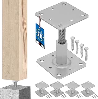 KOTARBAU® 4er Set Pfostenträger höhenverstellbar - Montagestütze - 110 x 110 mm - Balkenschuh - Vertikal Verstellbarer Pfostenfuß – 90 – 150 mm - Schraubanker – Holzpfostenhalterung