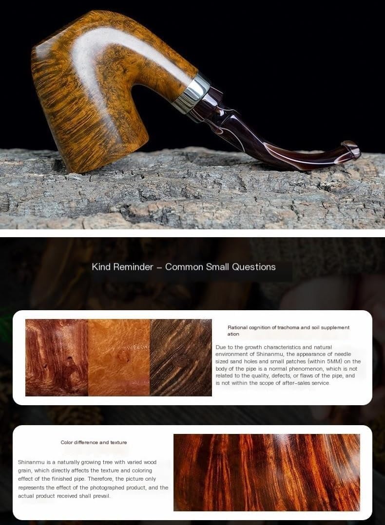 Wooden Tobacco Pipe Handcrafted Smoking Pipe from Briar Wood Cigarettes Cigar Pipes Classical Detachable Cigarette Tobacco Smoking Pipe(Style-c)