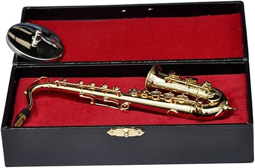 Miniatura 2 de Mini instrumento musical, modelo de mini saxofón tenor, modelo de exhibición de saxofón en miniatura, para regalo de amante de la música (color
