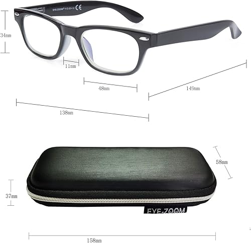 Miniatura 3 de EYE ZOOM Paquete de 5 lentes de lectura con marco de plástico vintage con bloqueo de luz azul para hombre y mujer