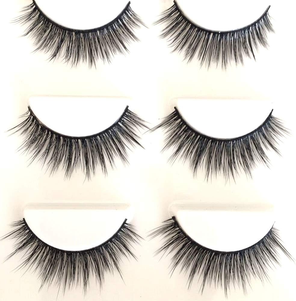 Sunniess False Eyelashes 8D Faux Mink Lashes 100% Handmade Reusable Natural Look Fake Eye lashes Cat-Eye Fluffy Wispy Lashes Dramatic Long Thick Volume Soft Lashes Packs