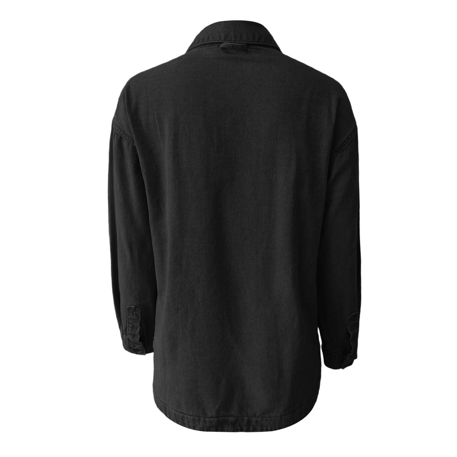 Genérico Cazadora Vaquera Mujer Larga,Chaqueta Vaquera Reversible Con Cuello Con Muescas Y Abrigo De Mezclilla SintéTica Para Mujer