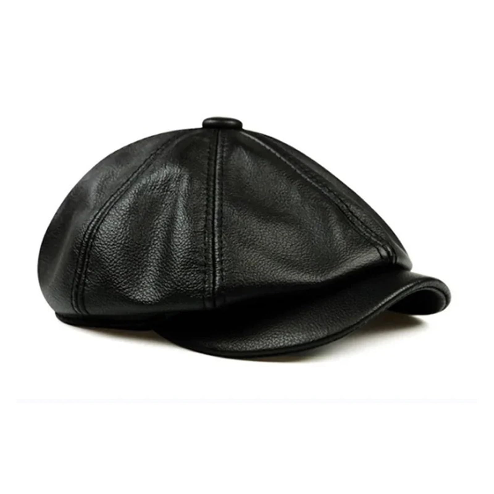 Retro Brown Hats Men Spring/Winter 100% Real Leather Warm Cap Male Beret Painter Boina Cowhide Octagonal