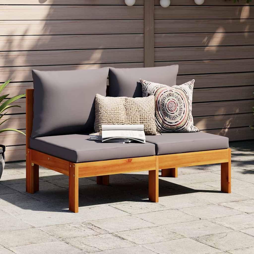 vidaXL Canapé de Jardin sans accoudoirs Coussins 2 Places Bois Acacia, canapé d'extérieur, Causeuse de Jardin, canapé de Jardin Deux Places