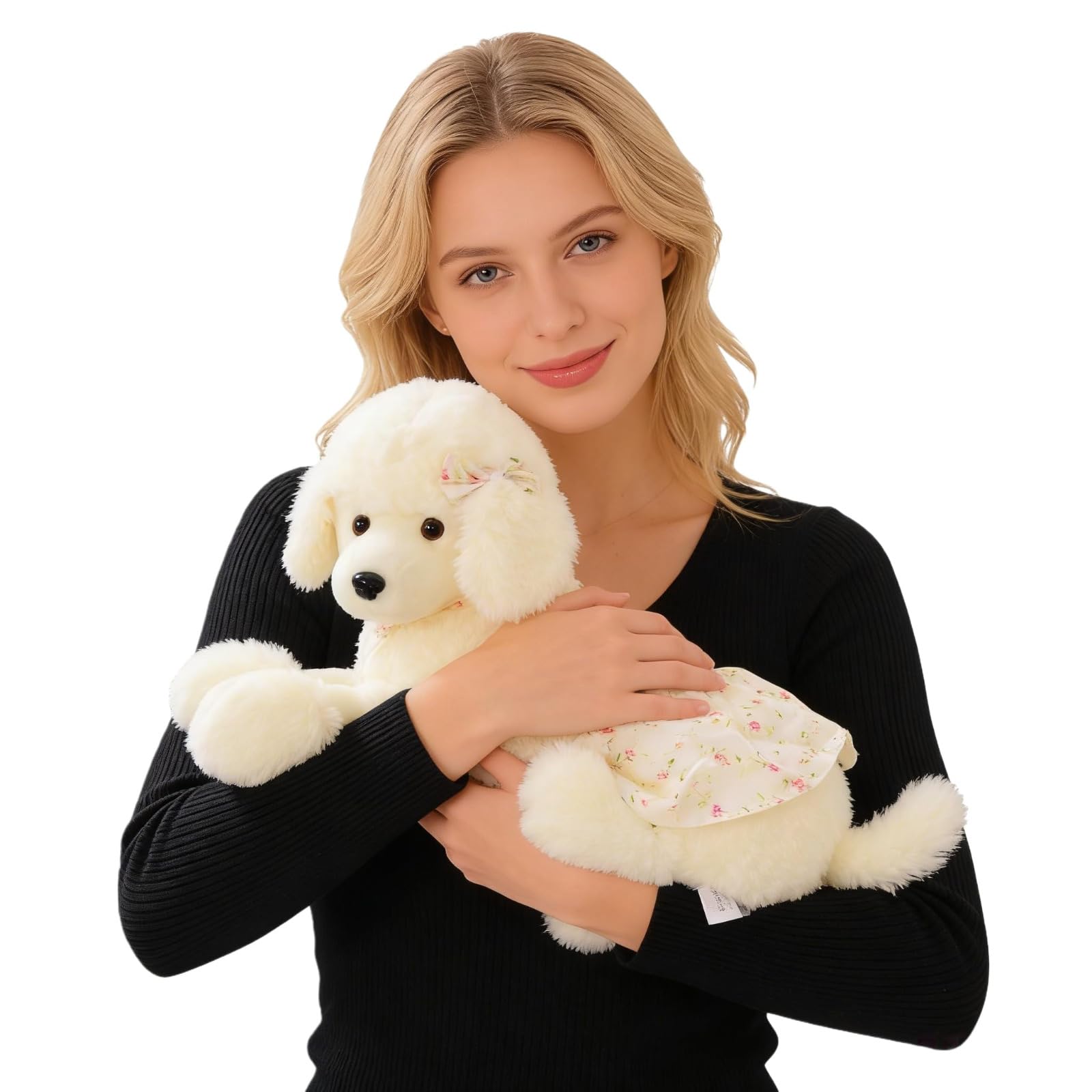JORCEDI Plush Toy Dog,White Poodle Stuffed Animal Simulation Dog,Soft Cuddly Stuffed Animal Puppy Doll,Cuddly Stuffed Animal Dog Doll,Stuffed Animal Dog Teddy,Gift for Boys and Girls (35cm)