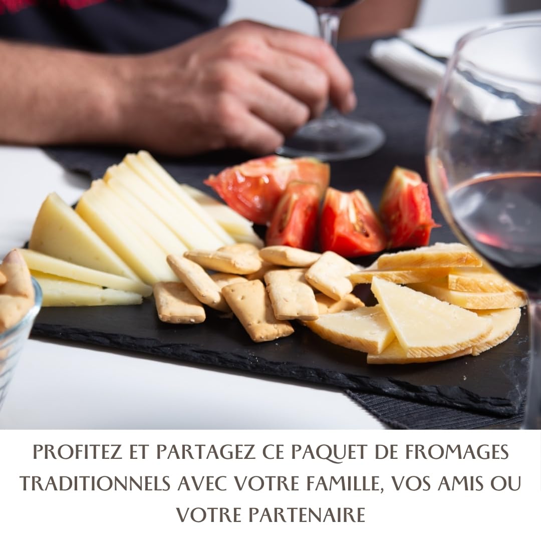 Coffret Cadeau Premium Fromage Manchego Espagnol | Fromage de brebis | Plateau de Fromages | 4 variétés: affinés, semi-affinés ou à l'huile d'olive vierge extra | "Pack le plus Récompensé 1 Kg"