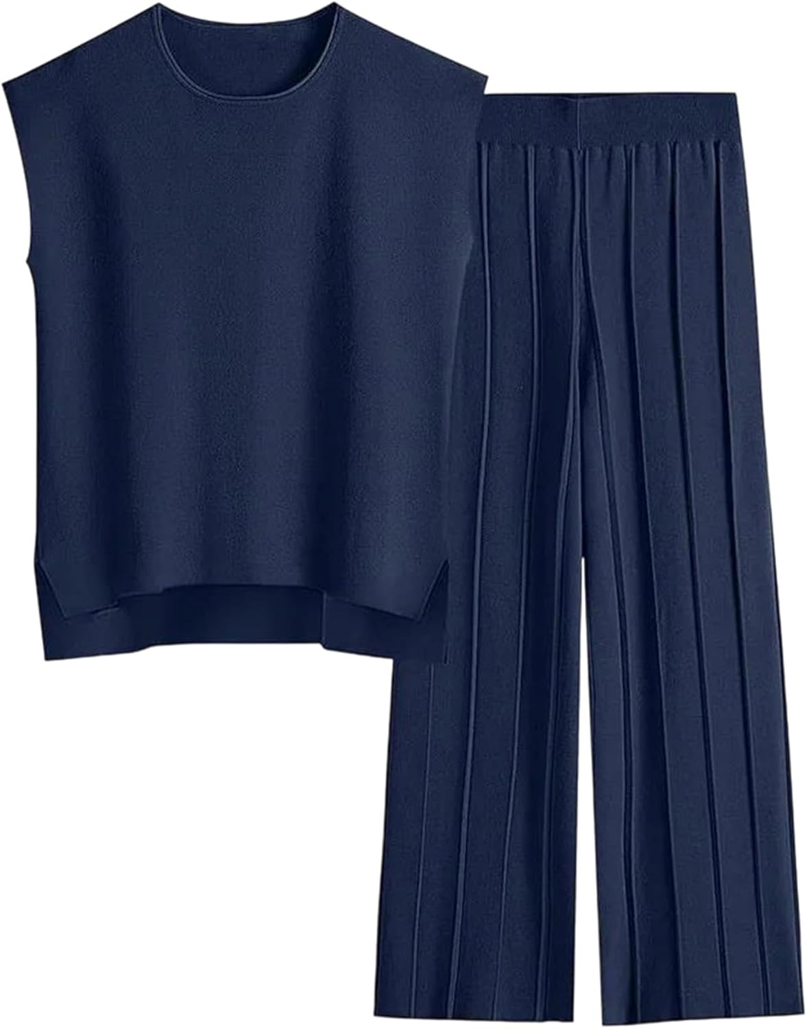 Women’S Tank Top Knit Vest Wide Leg Pants Ice Silk Suit Summer Casual Outfit Lounge Travel Vacation Outfits Clothes