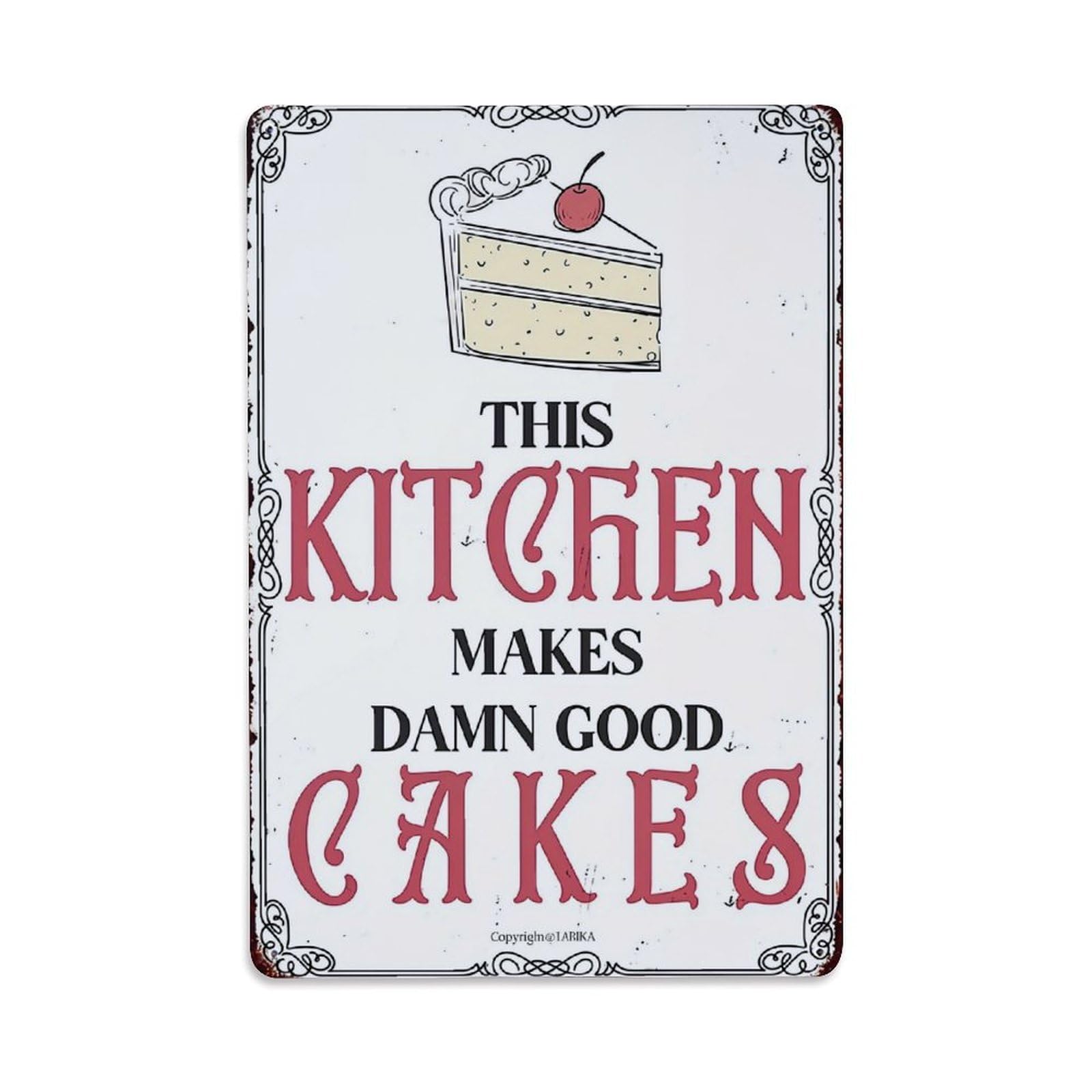 Jdfenggu Vintage This Kitchen Makes Damn Good Cakes Retro Metal Tin Sign, Metal Poster For Bar, Home, Man Cave, Kitchen, Laundry Room Art Decor 8X12 Inch