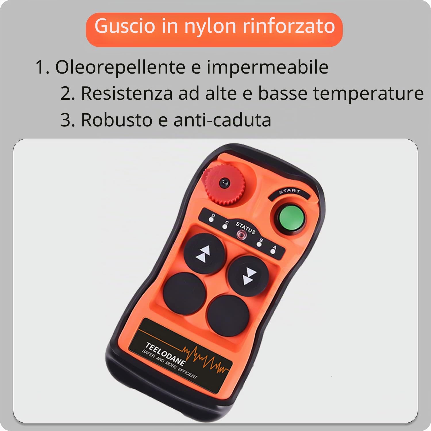 Kit telecomando per gru wireless industriale Q200 1 pulsante Motion 2 Ricevitore trasmettitore paranco elettrico 12v 24v con arresto di emergenza (AC/DC 12-24V)