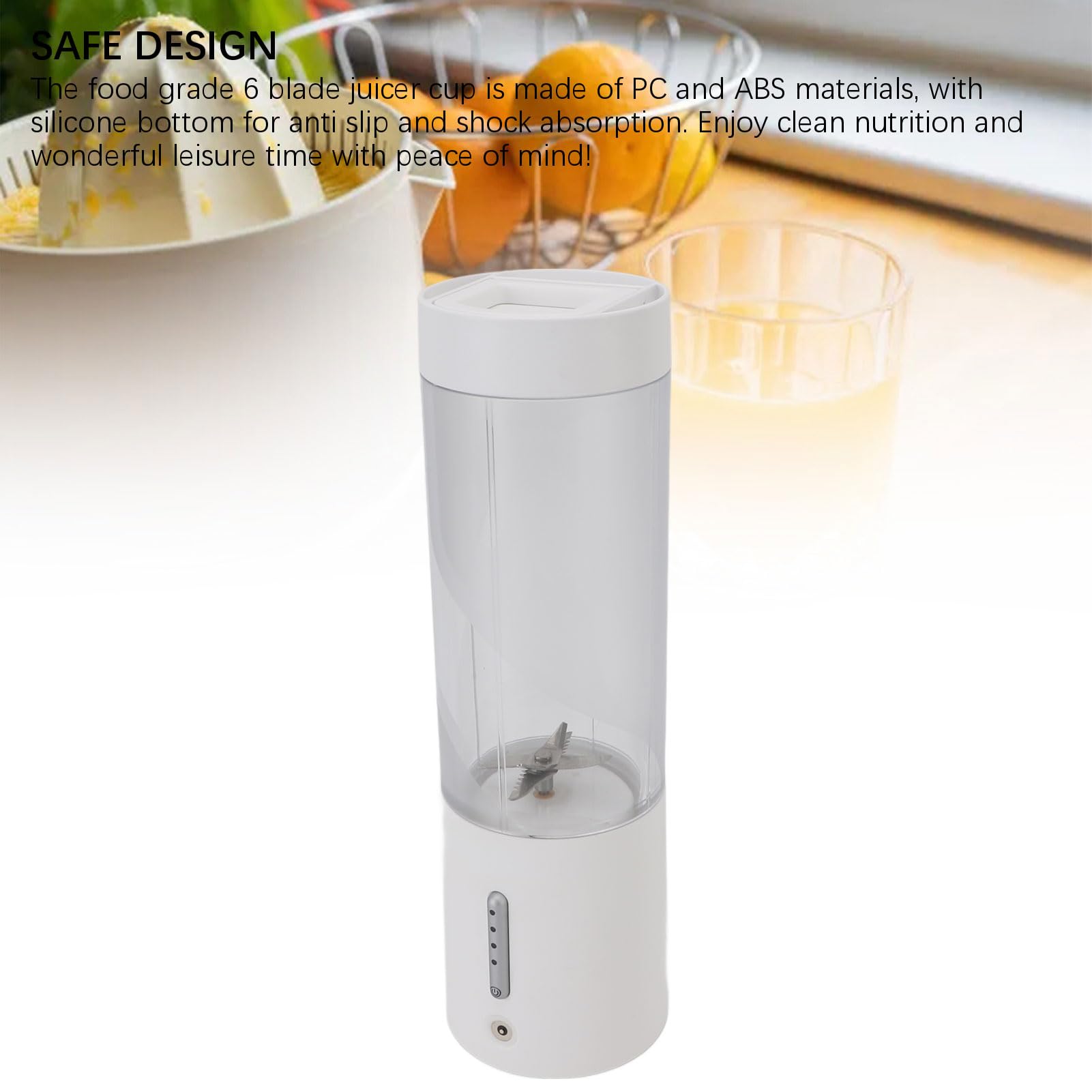 Mélangeur portable 6 lames Mini mixeur rechargeable USB 450 ml Tasses de mixeur électrique Mélangeur portable pour smoothies pour cuisine bureau utilisation extérieure PC ABS