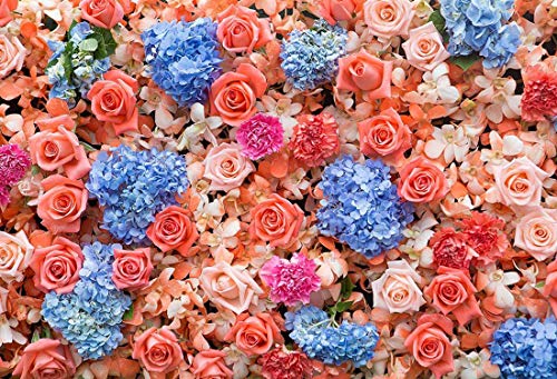 COMOPHOTO Valentine's Day Paper Rose Floral Backdrop Birthday Party Wedding Paper Flowers Decorations Photography Background for Photo Studio Props