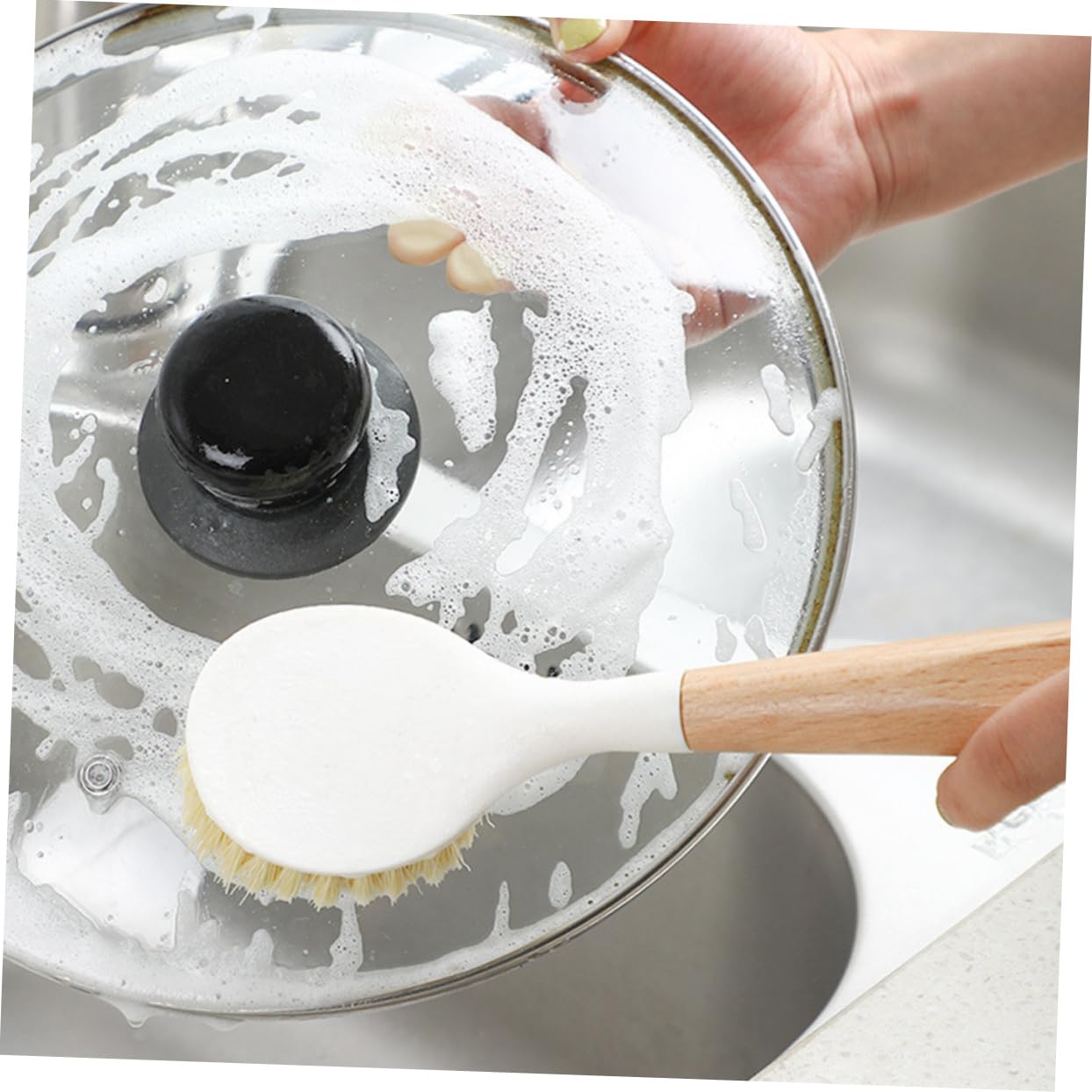 Juego de cepillos de limpieza de mango largo – Fregadero de platos y utensilios de cocina – Cepillo duradero para platos para el hogar para una fácil limpieza y fregado de sartenes – Herramienta
