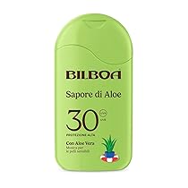 Bilboa Sapore di Aloe Latte Solare SPF 30, con Aloe Vera, Musica per le Pelli Sensibili, Resistente all’Acqua, Dermatologicamente Testato – 200 ml