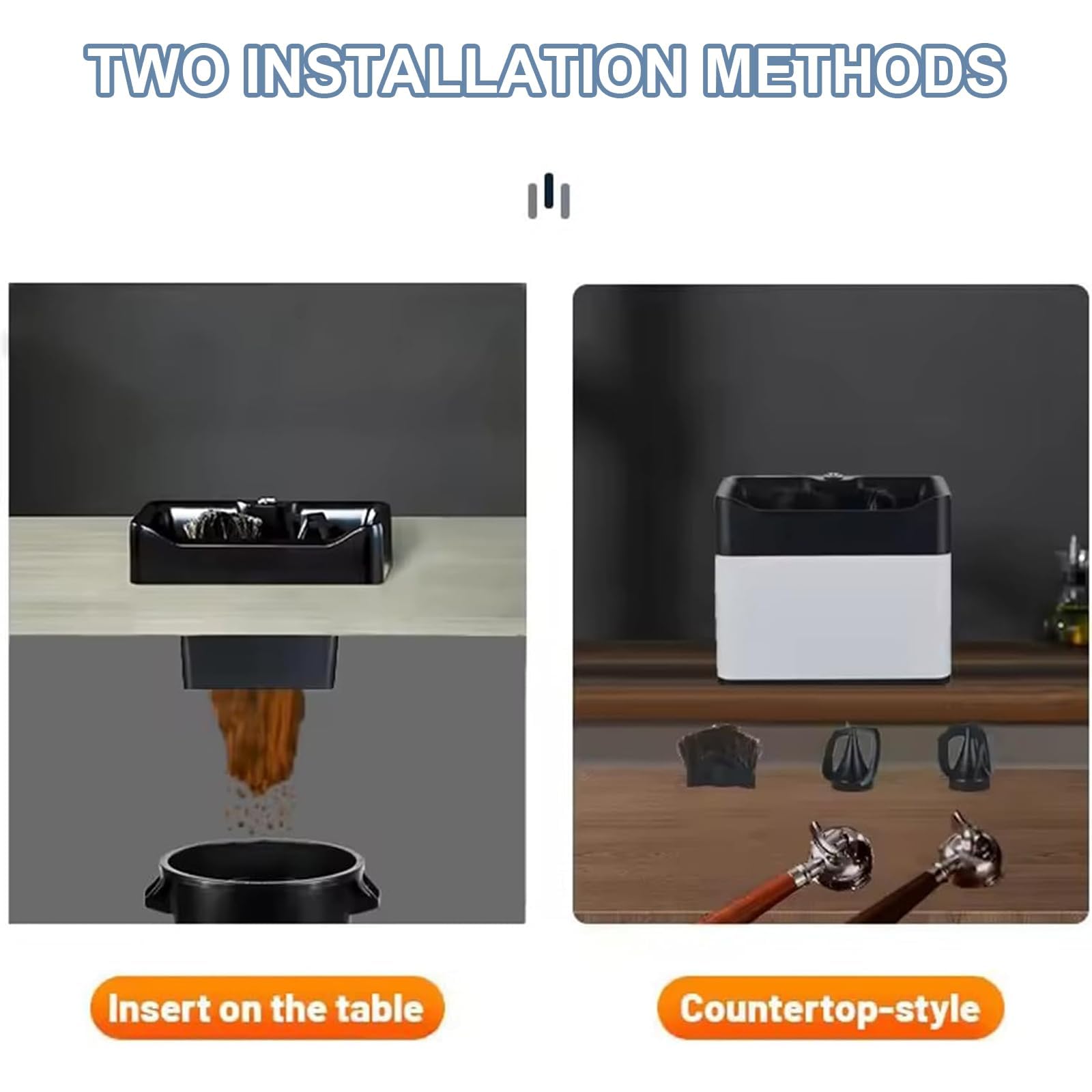 Nettoyeur automatique pour porte-filtre à café avec boîte à frapper, double tête de brosse 300 tr/min, nettoyage rapide en 3 secondes pour un usage domestique et commercial