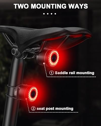Miniatura 7 de Juego de luces traseras para bicicleta y bolsa de sillín  Luz trasera LED recargable con detección de freno con encendidoapagado automático, bolsa