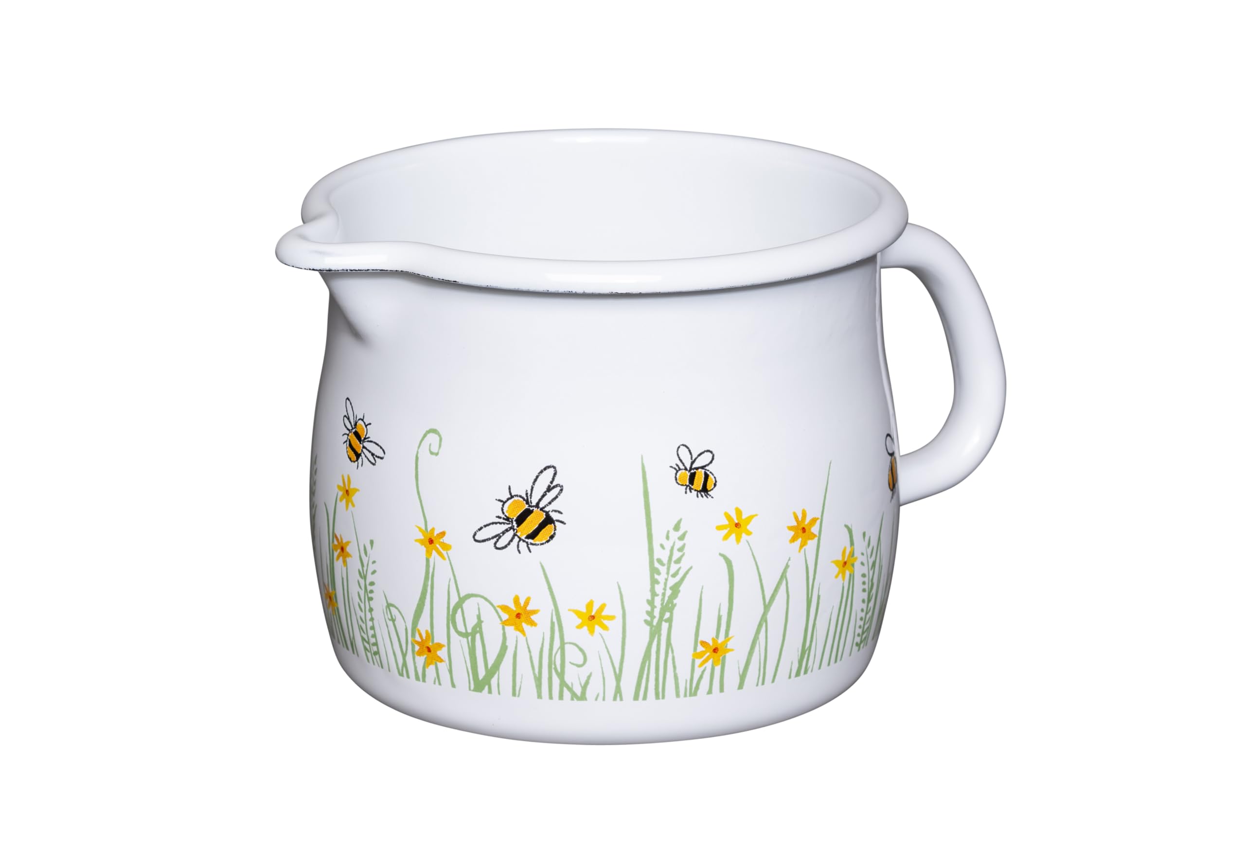 Riess, 0094-137 Sippy Pot Diameter 12 cm Bee, Enamel, Vol. (rec.): 1.0 Litres, Made in Austria, LWH: 19.0 x 13.6 x 11.0 cm