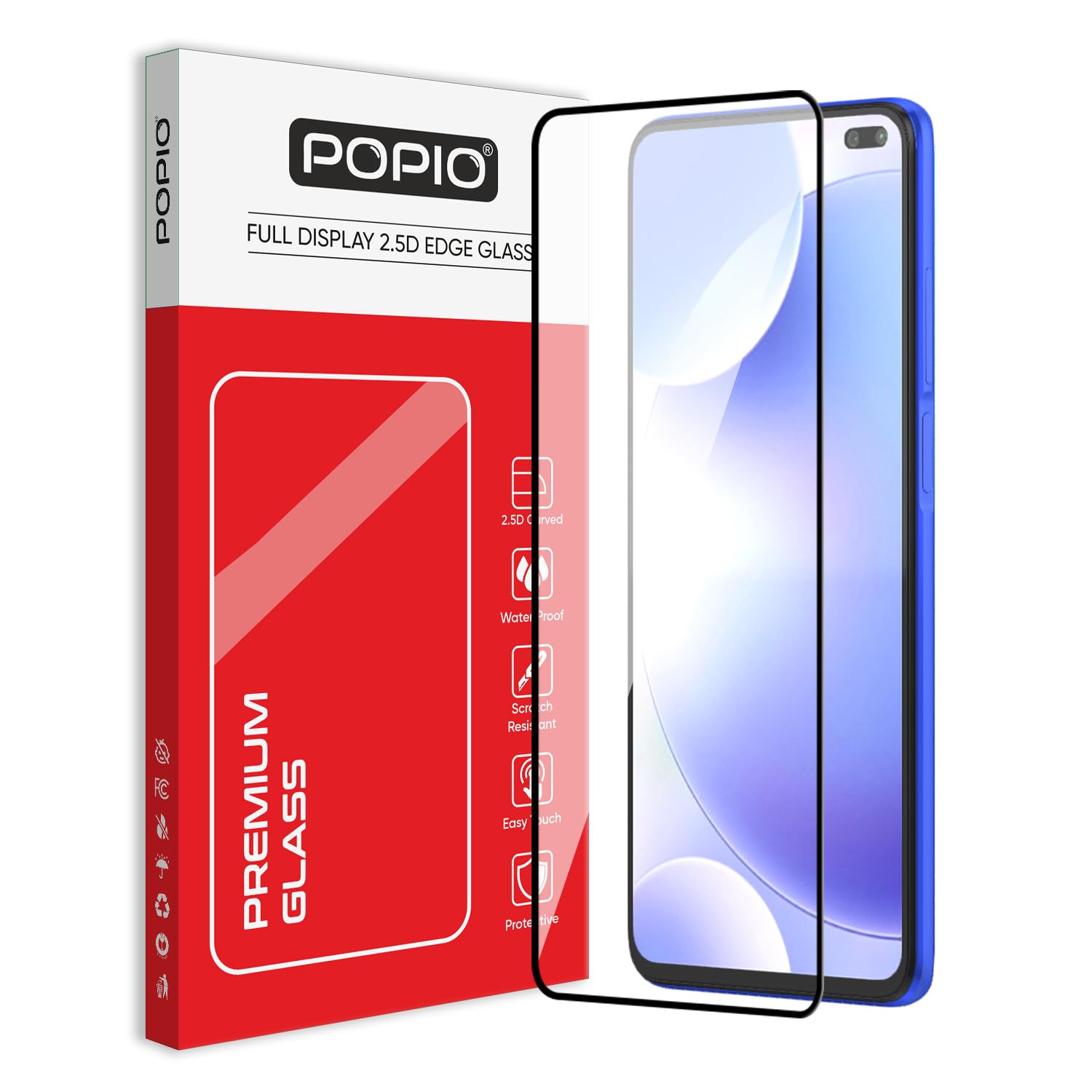 POPIO Tempered Glass For Poco X2 / Poco M2 Pro/Redmi K30 / Redmi Note 9 Pro/Redmi Note 9 Pro Max (Black) Edge-To-Edge Protector Full Screen Coverage For Cellphone