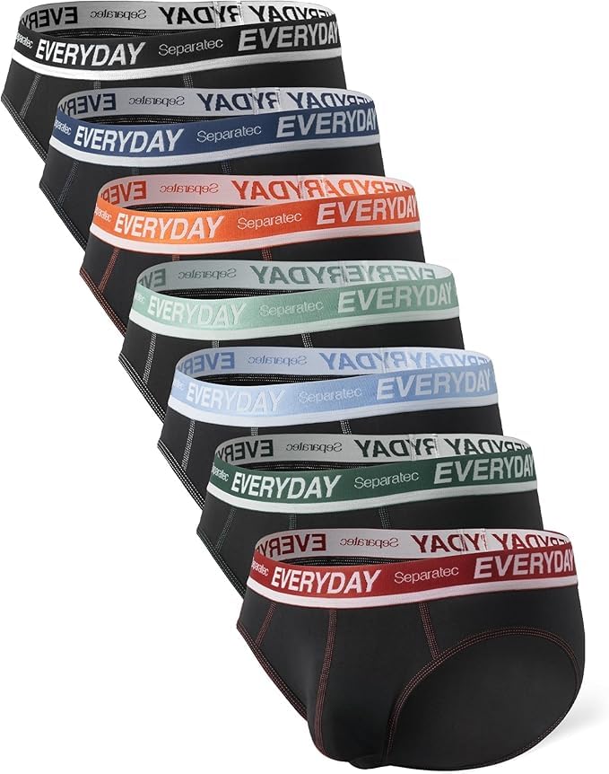 SeparatecMen's Underwear Briefs with Dual Pouch,Covered Waistband,Tagless,Soft&Breathable Cotton Underwear for man,7-Pack