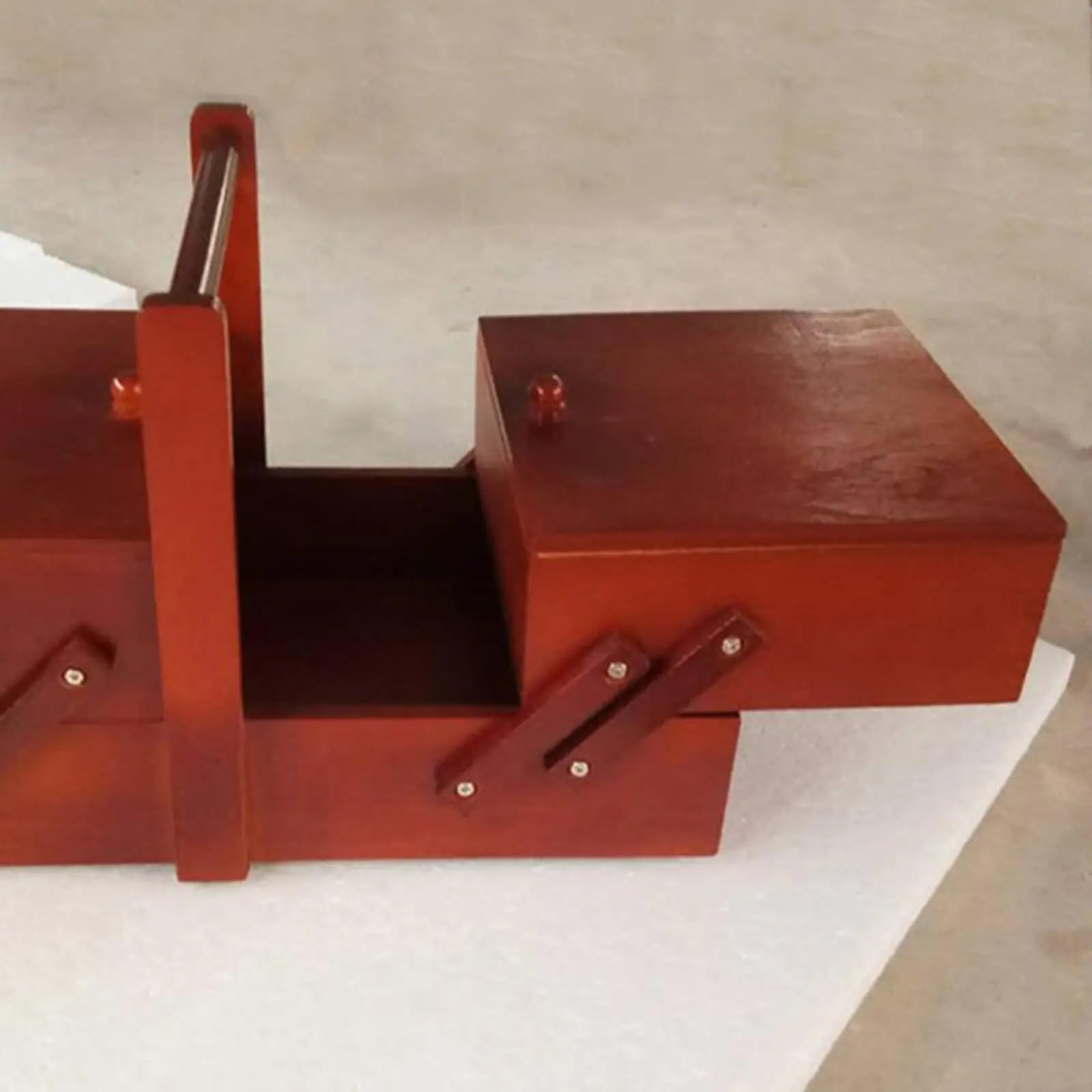 Caja De Costura Con Asa Kit De Costura Tijeras Hilo Caja Madera | Organizador de cestas de coser for el hogar