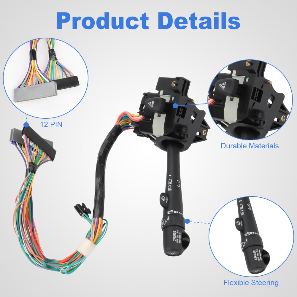 JDMON Turn Signal Switch Compatible with Buick Century Regal V6 3.1L 3.8L 1997-2005 Multifunction Combination Switch Replace 26085929 26049071 26067715