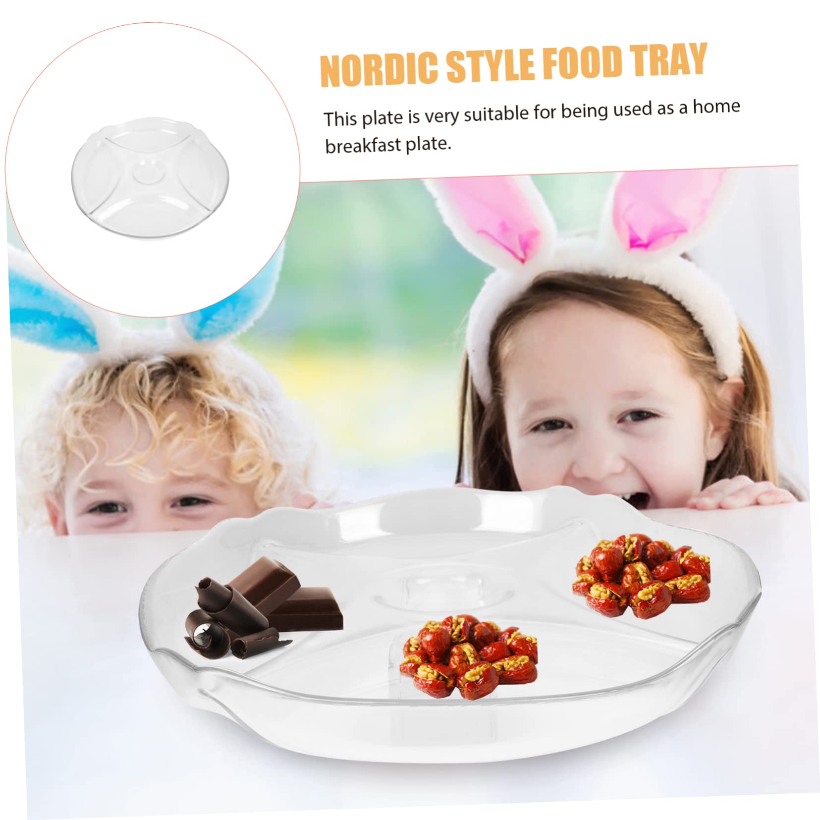 ABOOFAN Verre Assiette à Compartiments, Séparation des Aliments, Style Nordique, Design Empilable, Service Élégant, pour Maison et Repas Occidentaux