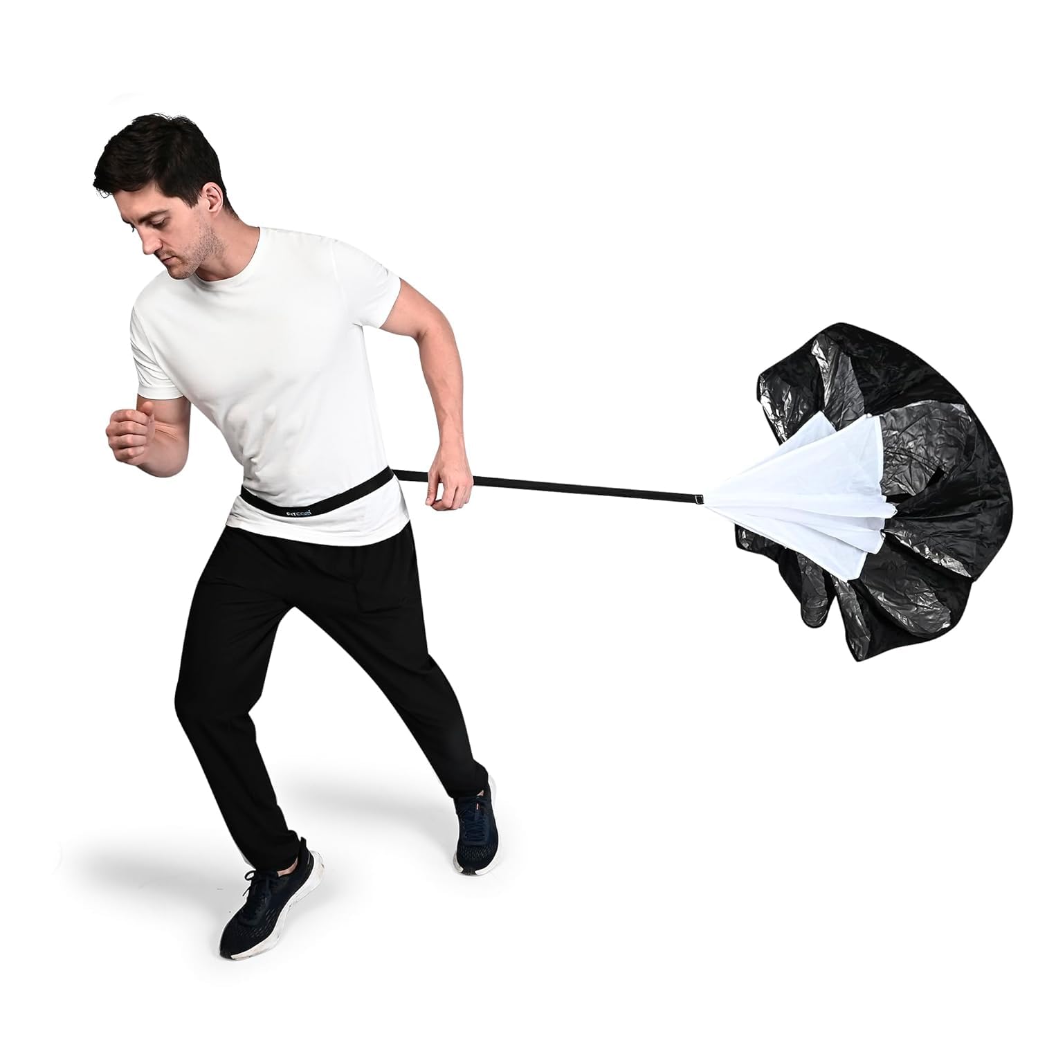 CABRIO Speed Running Chute (48inch) Nylon Black | Strength and Agility Speed Training Resistance Speed Parachute with Carry Bag | Fitness Training Equipment for Football Soccer Tennis (48 Inch(M))