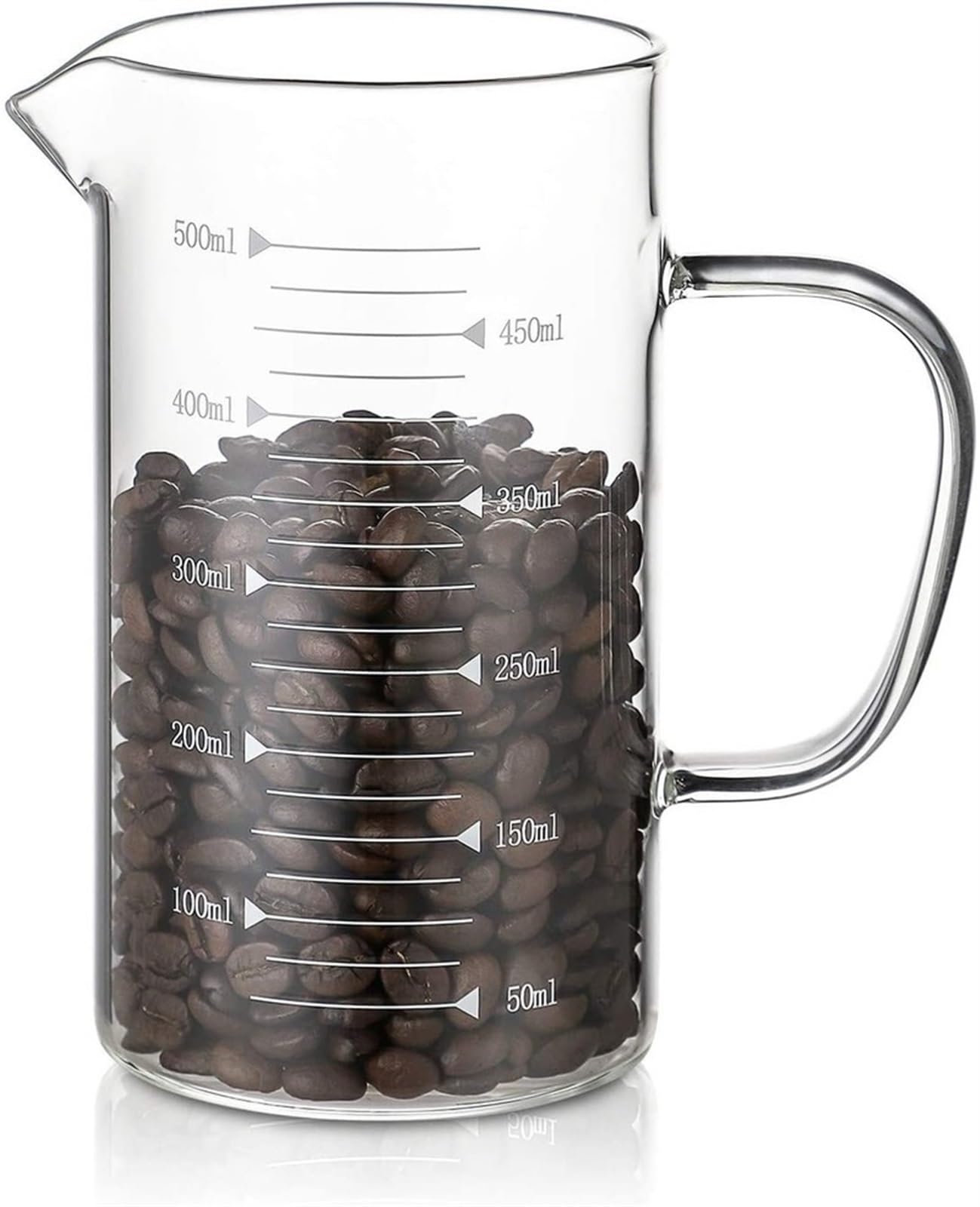 Vaso de vidrio transparente con mango y escala, vaso de vidrio de borosilicato con escala alta(1000ml)