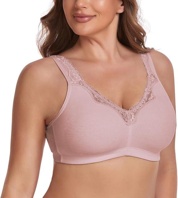 Ayigedu UK Women's Plus Size Bra Full Coverage Non-Wired Non-Padded Minimizer Cotton Bra