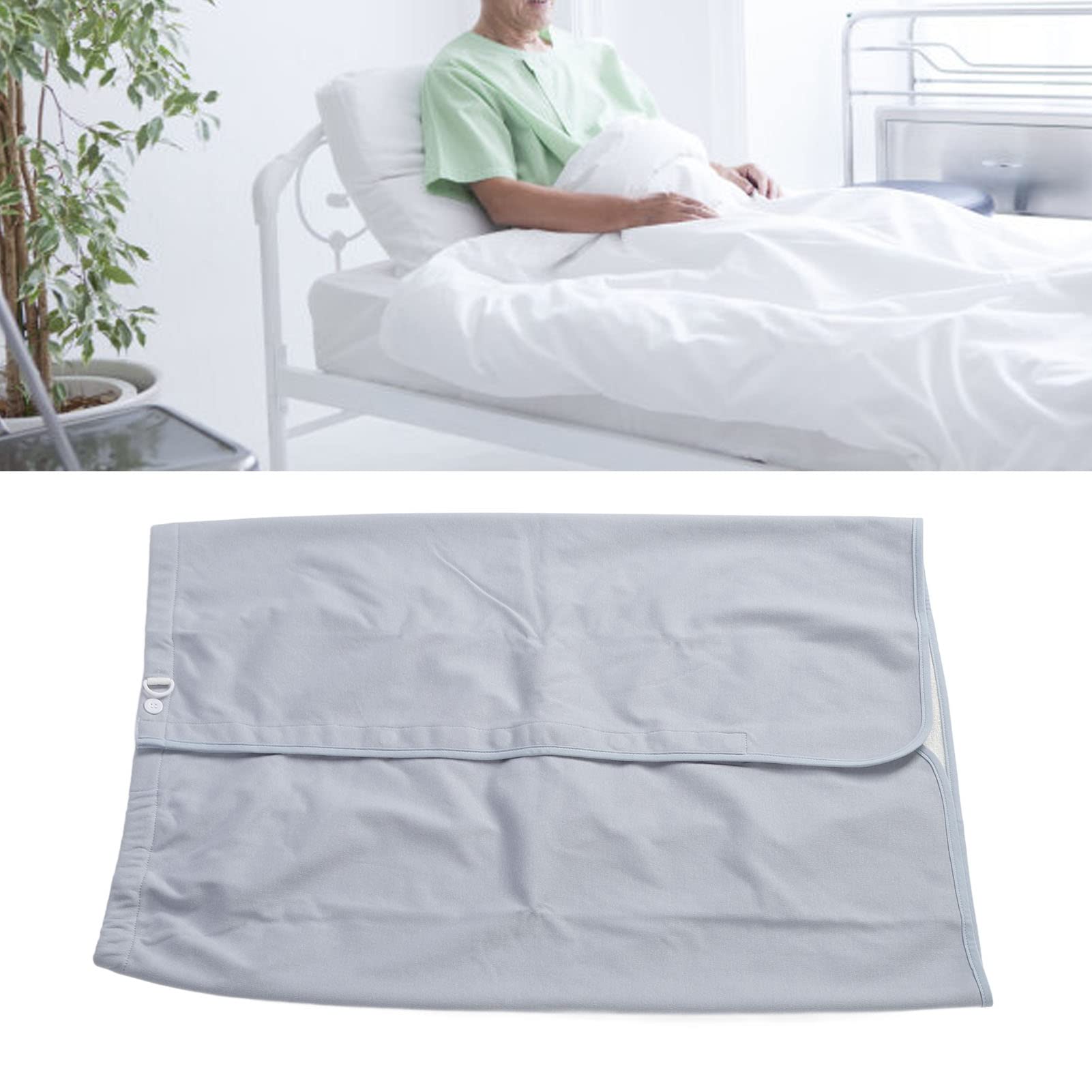 Matelas D'incontinence Portable, Jupe de Couche Imperméable et Anti-fuite pour Adultes Absorbant L'eau Réutilisable Lavable Gris Bleu (XL)