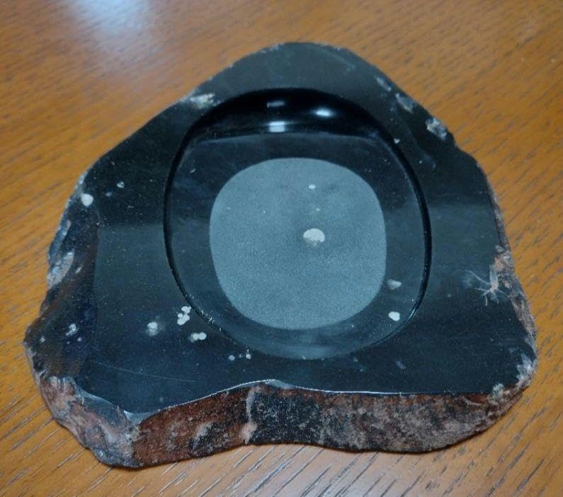 ⭕️赤間硯 名工 堀尾信夫 [芽] 新品美品 共桐箱 希少彫刻硯 ⭕️赤間