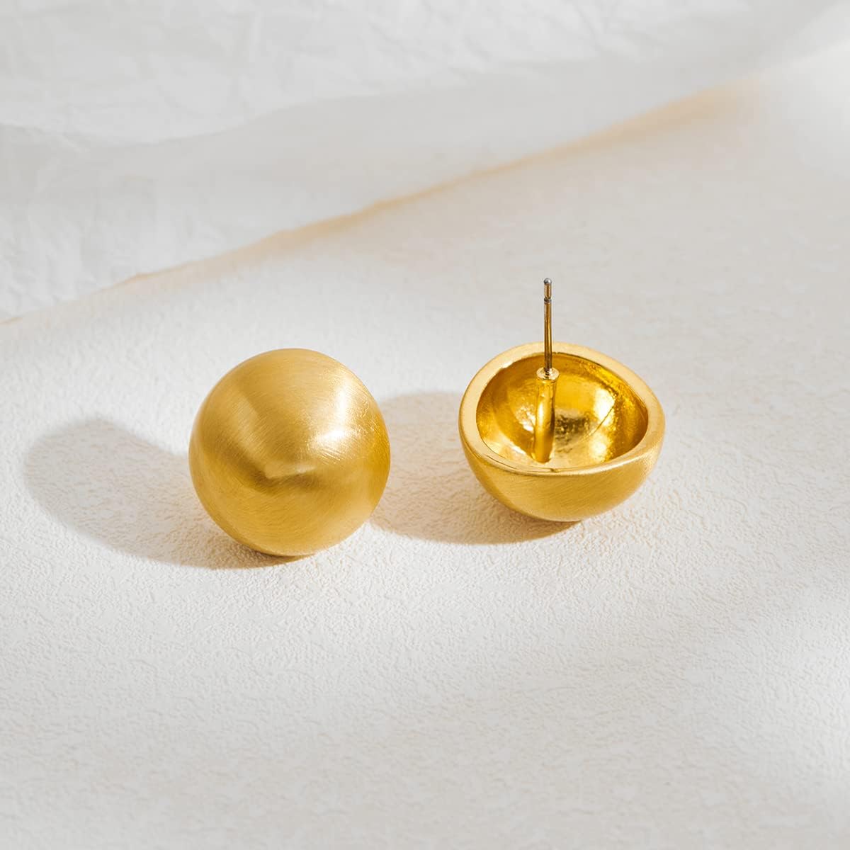 Stud Earrings for Women Half-ball Mattle Gold Sliver Studs Gold Brushed Button Earrings for Women Fashion Vintage Stud Earrings for Party Jewelry - Image 5