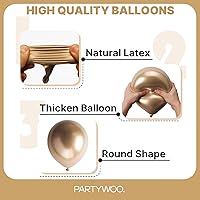 Vista 8 de PartyWoo Globos dorados metálicos, 100 piezas de diferentes tamaños de 18, 12, 10 y 5 pulgadas, kit de arco de globos de oro cromado para Gold-g127